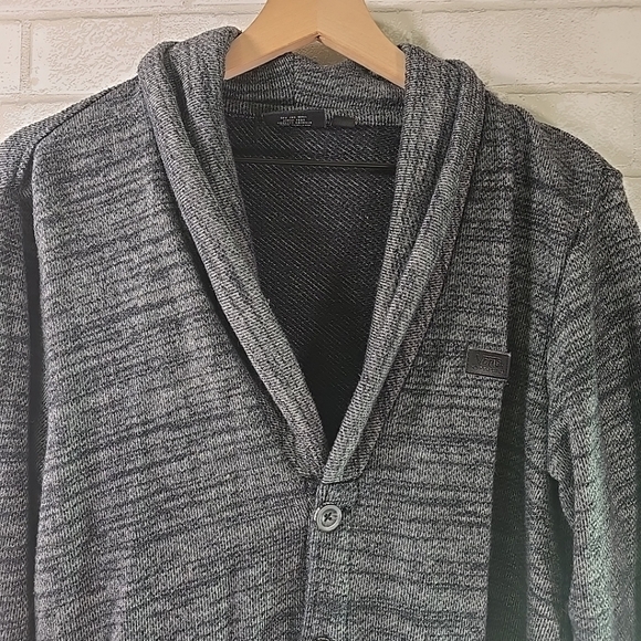 Vans Knit Cardigan Sweater Men's Long Sleeve Button-down Navy Heather Gray Sz. M - Picture 6 of 9